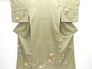 アンティーク　本場琉球紅型　花模様一つ紋着物(材料)